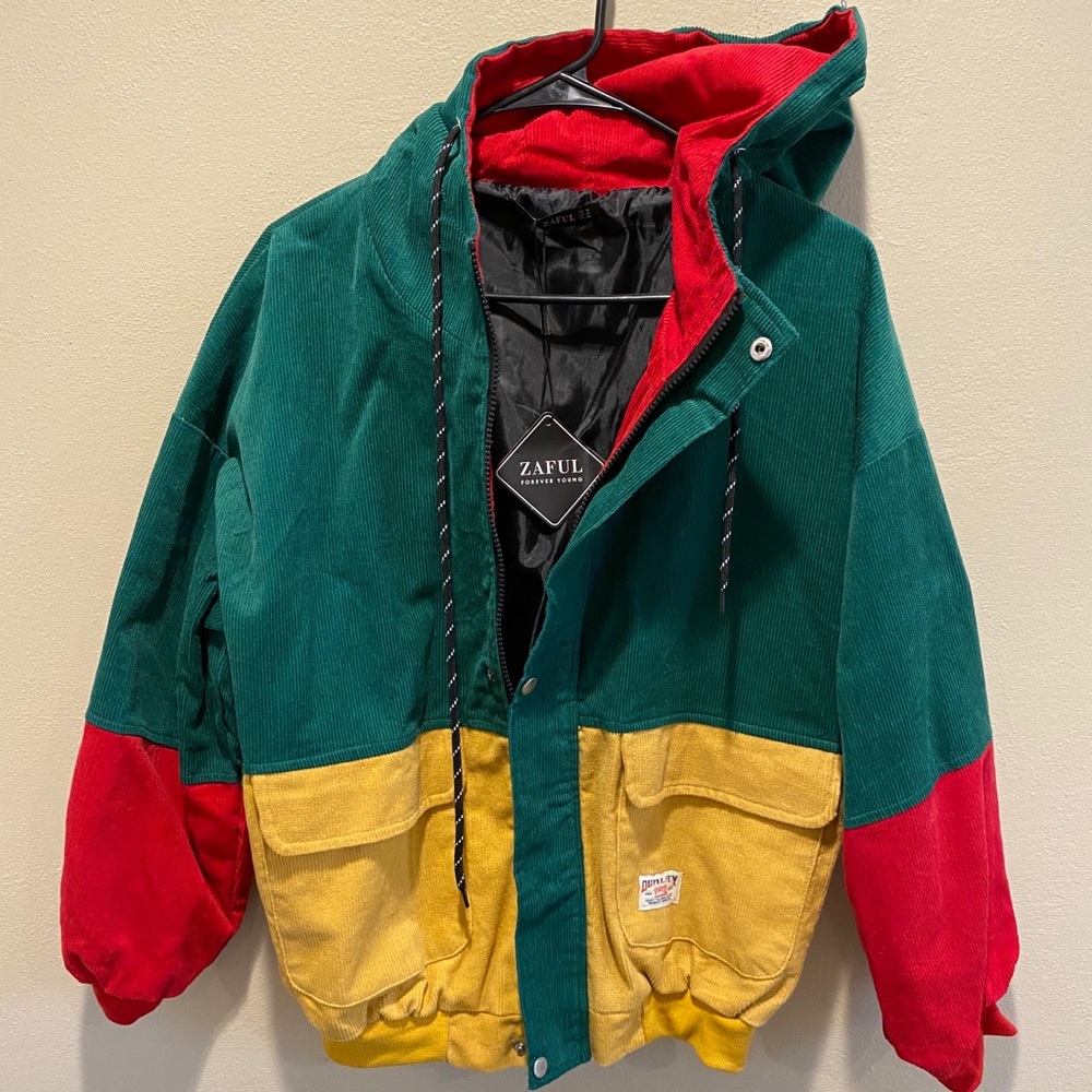 M Zaful green red yellow jacket